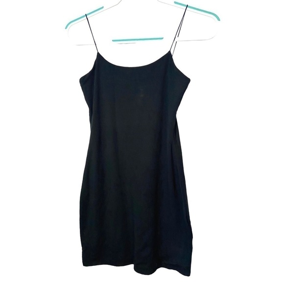 Aritzia Wilfred Free Tiny Black Bodycon Mini Dress Spaghetti Straps Lined - Picture 5 of 9